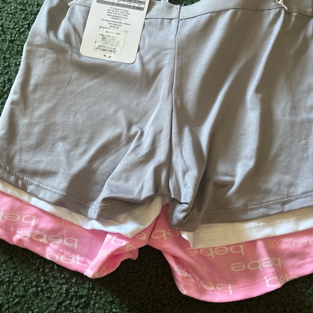Bebe Girls Pink, White, and Gray Shorts Set - Picture 4 of 6
